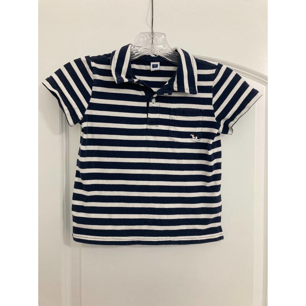 JANIE AND JACK Size 5 Polo Shirt, Navy and White Stripes